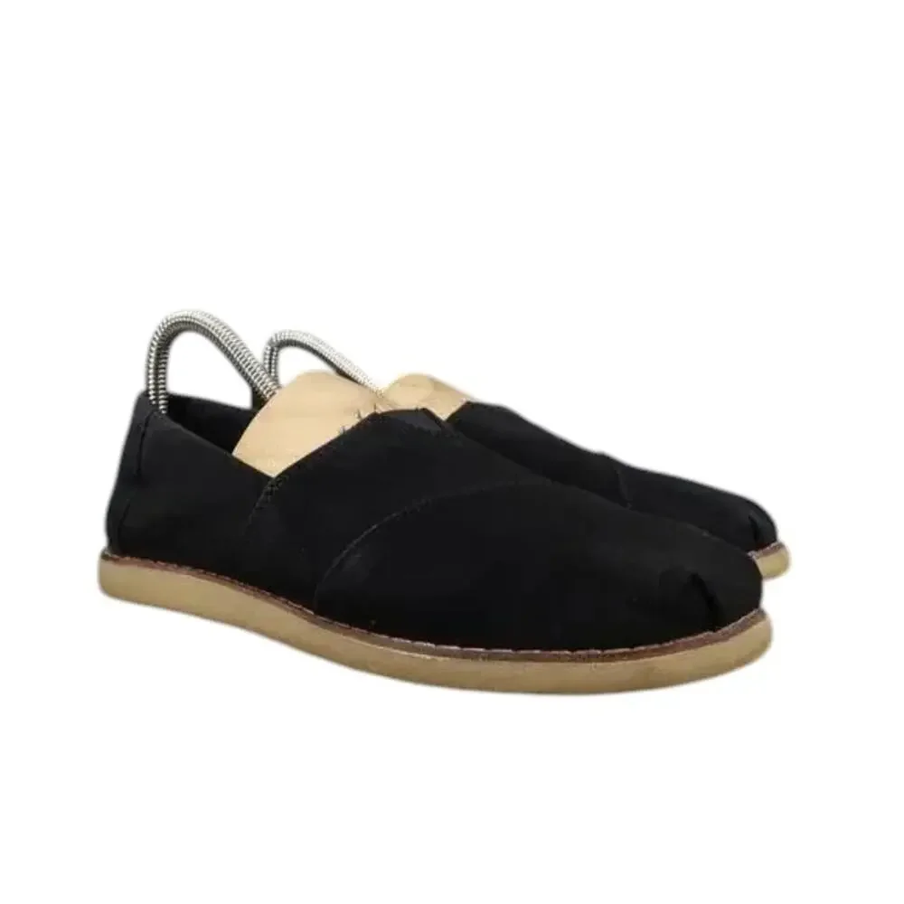 Toms Shoes Womens 7 Casual Flats Slip On Crepe Alpargata Black Comfort Lifestyle